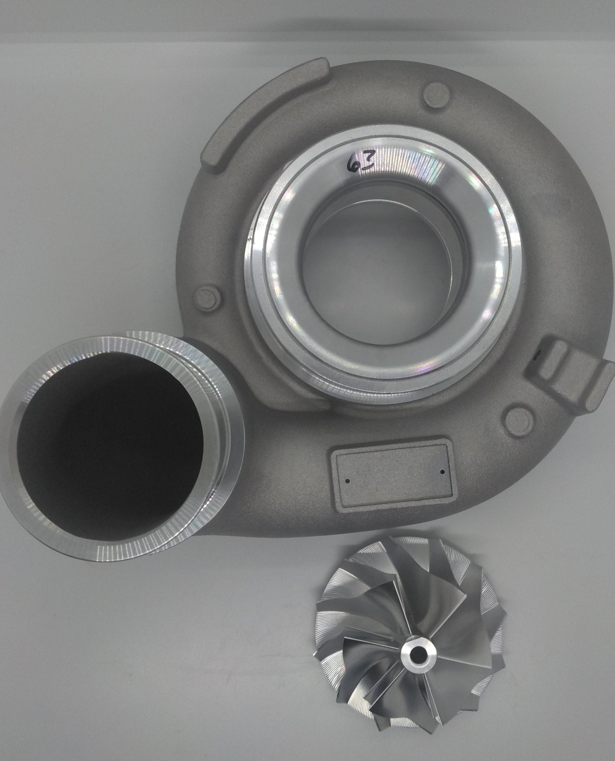 Holset HE351 Compressor Cover with Billet Compressor Wheel.